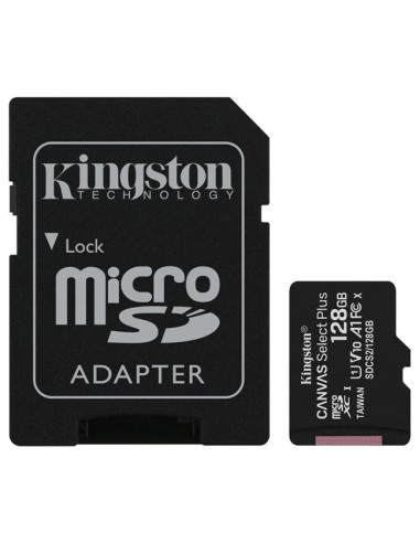 Tarjeta memoria micro secure digital sd hc 128gb kingston canvas select plus clase 10 uhs - 1 + adaptador sd