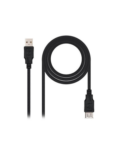 Cable usb tipo a 2.0 a usb tipo a 2.0 nanocable 1m -  macho - hembra -  negro