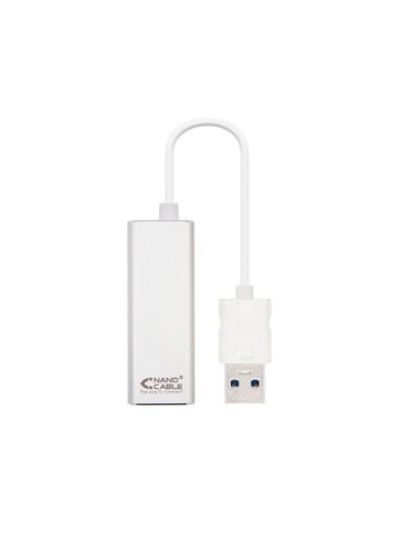 Cable conversor usb 3.0 a gigabit ethernet nanocable 10 - 100 - 1000mbps 15cm -  macho - hembra -  aluminio