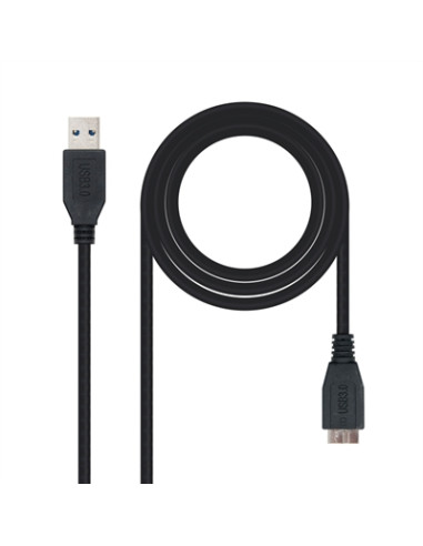 Cable usb 3.0 tipo a a micro usb tipo b nanocable 2m -  macho - macho -  negro