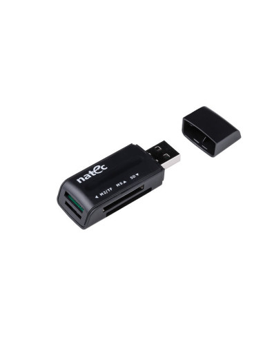 Lector de tarjetas natec mini ant 3 sdhc mmc m2 microsd usb 2.0 negro