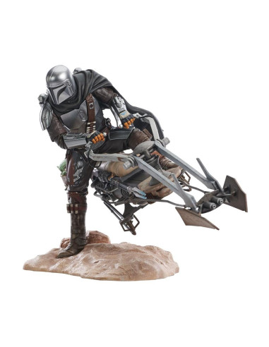 Figura diamond collection star wars: the mandalorian premier collection din djarin en moto speeder 23cm