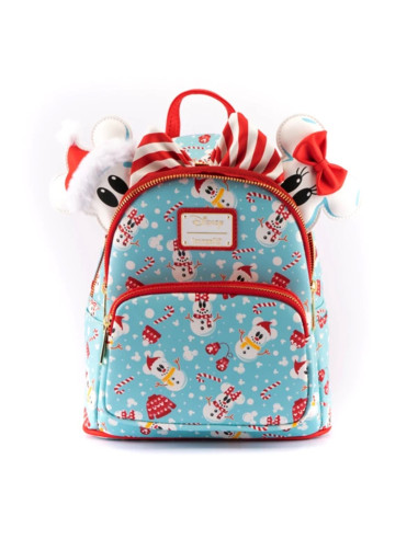 Mochila loungefly disney minnie y mickey muñecos de nieve + diadema