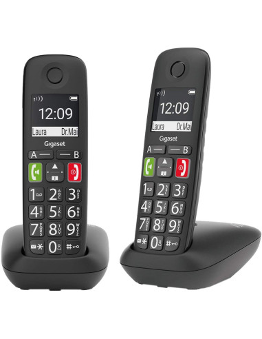 Telefono fijo inalambrico gigaset e290 duo negro 300 numeros -  42 tonos