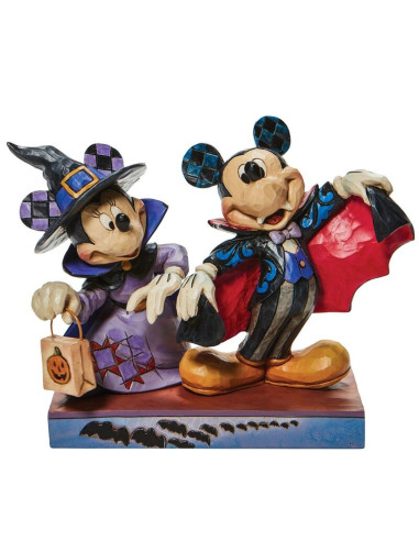 Figura enesco disney halloween mickey mouse & minnie mouse vampiro y bruja