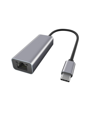 Adaptador de red ewent usb tipo c macho a rj45 hembra gris