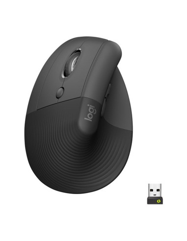 Mouse raton vertical logitech lift for business para zurdos 6 botones 4000 dpi wireless inalambrico grafito