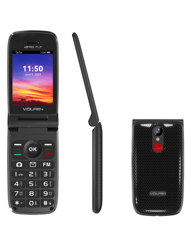 Telefono movil volfen astro flip negro tipo concha - pantalla 2.8 pulgadas -   dual sim - camara 0.3mpx