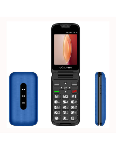 Telefono movil volfen nexo flip tipo concha azul