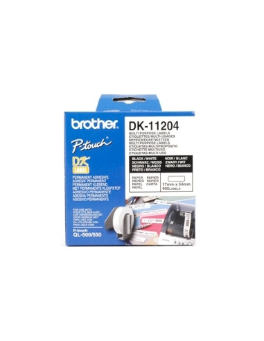 Etiquetas papel precortada brother dk11204 17 x 54 mm multiproposito 400 etiquetas