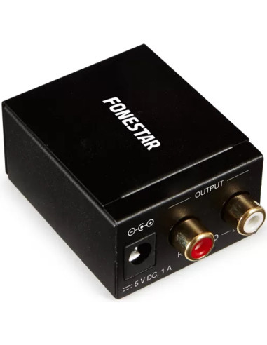 Convertidor de audio fonestar fo - 37da - audio digital en analógico - entrada óptica spdif -  coaxial spdif - salida audio e