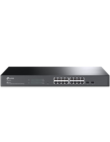 Swicht tp - link 16 puertos 10 - 100 - 1000mbps con 2 ptos sfp gestionable rack 19pulgadas