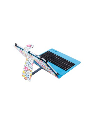 Funda universal estampada silver ht para tablet 9 - 10.1pulgadas + teclado micro usb cool ice pop blanco -  puntos azules