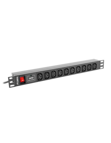 Regleta lanberg 1u 10a rack 19 10x socket negro 2m