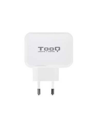 Cargador de pared doble tooq usb tipo c 3a -  usb tipo a 2.4a - 27w -  blanco