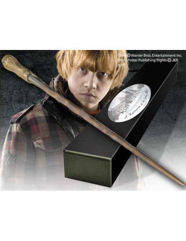 Replica the noble collection harry potter ron weasley varita con caja y placa de identificacion