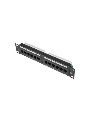 Patch panel lanberg 12 puertos 1u 10pulgadas cat.6 negro