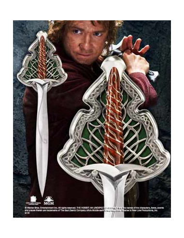 Replica espada de acero the noble collection el hobbit bilbo baggin dardo tamaño real 55 cm