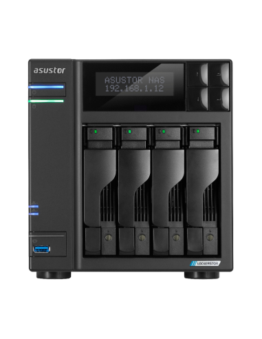 Servidor nas asustor tower 4 bay nas quad - core 2.0ghz dual 2.5gbe ports 4gb ram ddr4