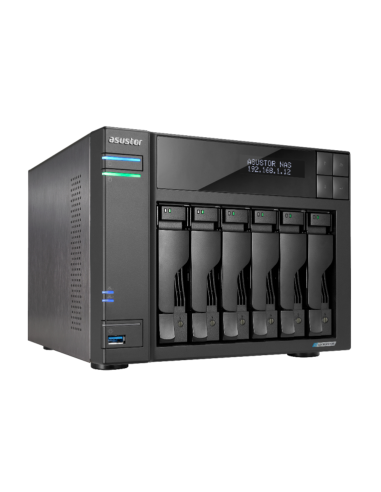 Servidor nas asustor tower 6 bay nas quad - core 2.0ghz dual 2.5gbe ports 8gb ram ddr4