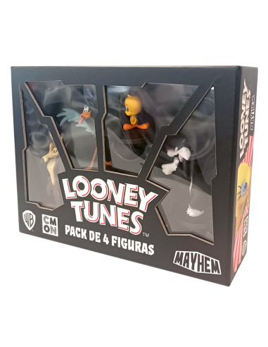 Juego de mesa looney tunes mayhem pack de 4 figuras pegi 10