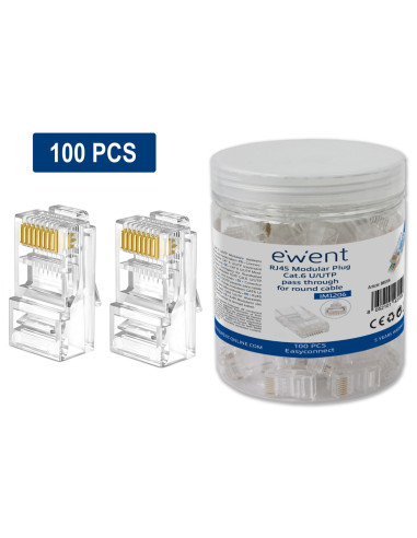 Conector rj45 ewent easyconnect im1206 cat.6 u - utp para cable redondo 100 unidades