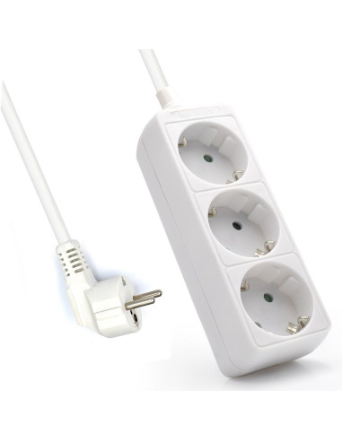 Regleta ewent 3 tomas shucko y 1.5 metros de cable blanco