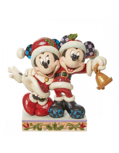 Figura enesco disney mickey & minnie santa claus