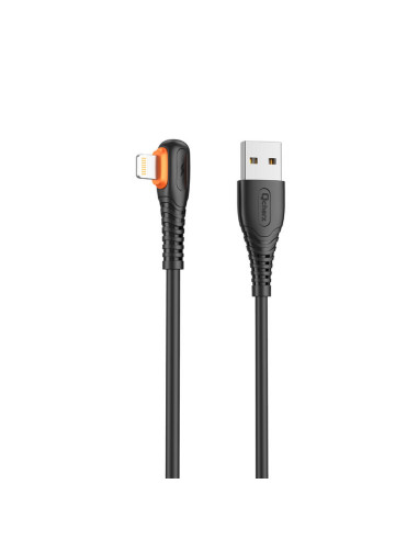 Cable qcharx london usb a lightning 3a - 1 m - pvc negro acodado