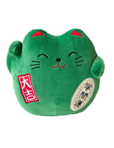 Peluche gato de la suerte lucky cat verde 20 cm