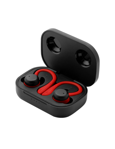 Auriculares deportivos spartan bluetooth 5.3 manos libres accesorios intercambiables detalles en rojo