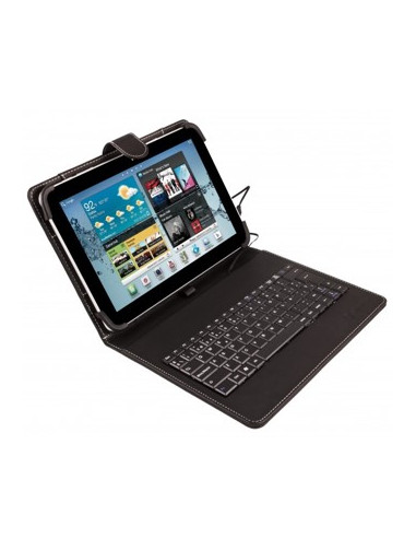 Funda universal silver ht para tablet 9 - 10.1 + teclado con cable micro usb negro