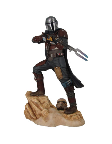 Figura diamond collection star wars the mandalorian el mandaloriano resina 1 - 7 escala premier collection limitada 3000 unidad