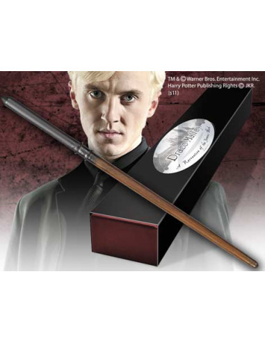 Replica the noble collection harry potter draco malfoy varita con caja y placa de identificacion