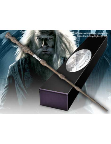 Replica the noble collection harry potter albus dumbledore varita con caja y placa de identificacion