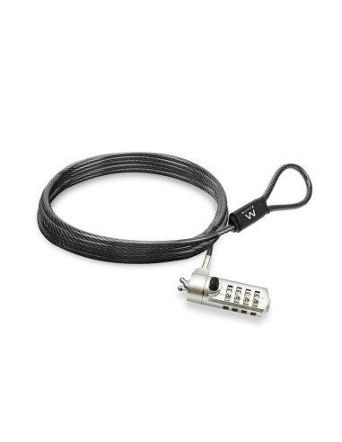 Cable de seguridad con candado ewent ew1243 para portatil con combinacion de numeros