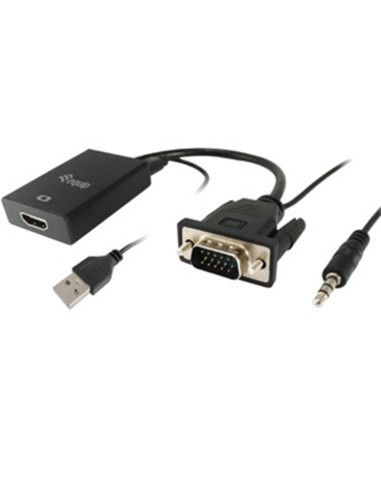 Adaptador equip vga macho a hdmi hembra con audio jack 3.5pulgadas 119038