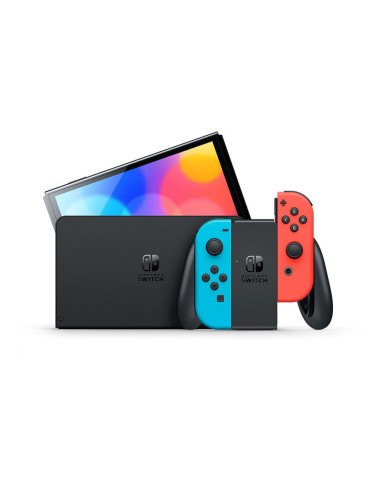 Consola nintendo switch oled mando color azul neon - rojo neon