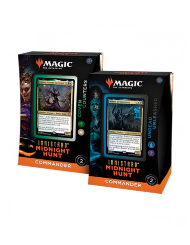 Juego de cartas caja de cartas wizards of the coast magic the gathering commander display innistrad midnight hunt 4 mazos ingle