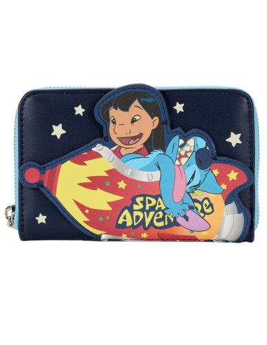 Cartera loungefly disney lilo & stitch aventura espacial lilo & stitch zip around wallet