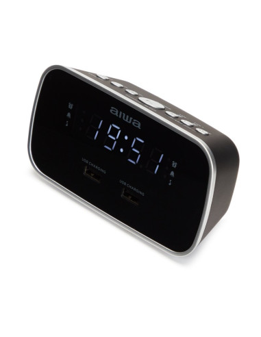 Radio reloj despertador aiwa cru - 19 1.5w rms 2 x usb negra