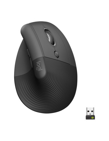 Mouse raton vertical logitech lift for business 6 botones 4000 dpi wireless inalambrico grafito