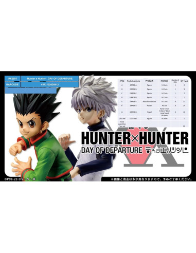 Ichiban kuji banpresto hunter x hunter day of departure lote 80 articulos loteria japonesa