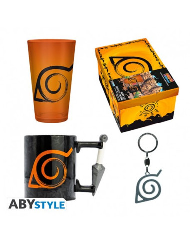 Pack premium abysse naruto shippuden 4 articulos vaso largo taza llavero & caja personalizada