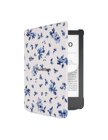 Pocketbook funda shell series verse + verse pro - patron flores blanco azul