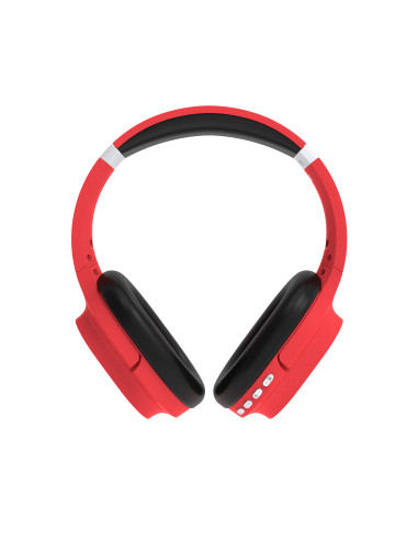 Auriculares inalambricos flux's orion bluetooth 5.0 rojo ranura micro sd - radio fm