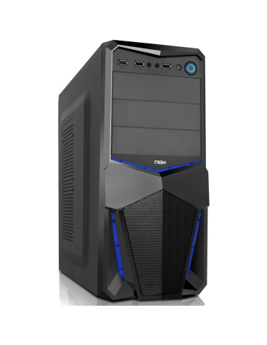 Caja ordenador gaming nox pax atx  usb 3.0 azul y negra sin fuente