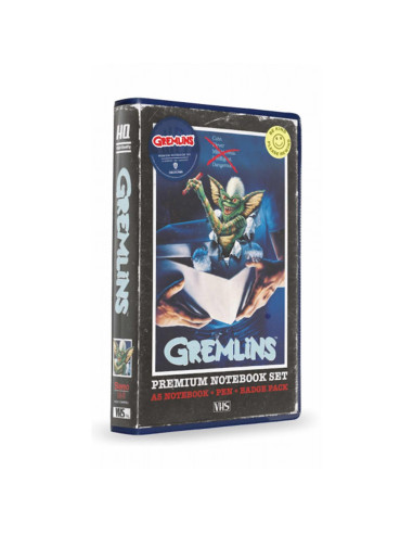 Set papeleria vhs sd toys gremlins libreta chapas y boligrafo