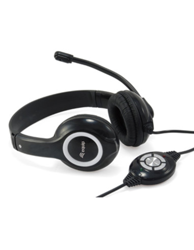 Auricular equip usb + microfono flexible control de volumen negro