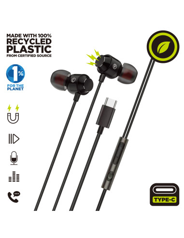 Auriculares magneticos muvit m32 usb tipo c negro